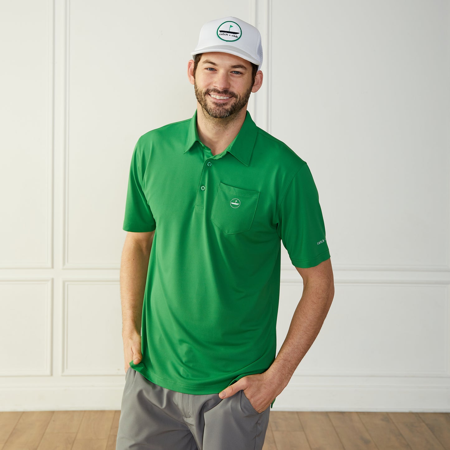 Performance Golf Polo Green Catch + Club