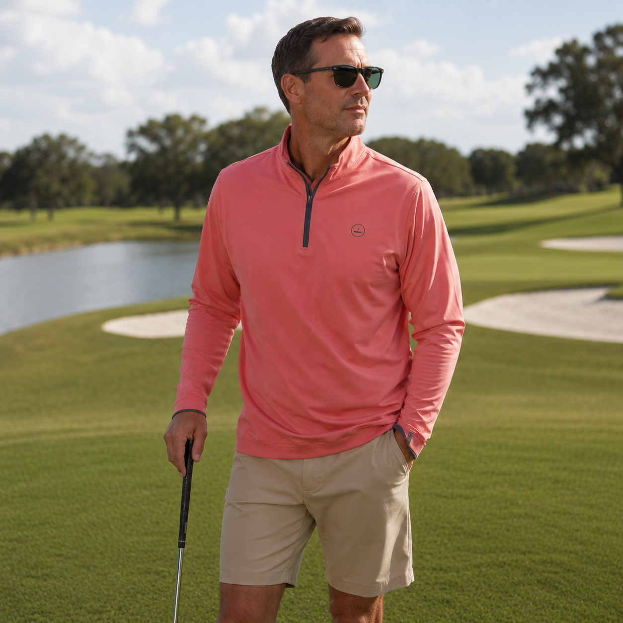 1/4 Zip Pullover Light Rust Catch + Club
