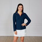 Women's 1/4 Zip Pullover Navy Blue Catch + Club