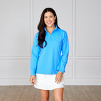 Women's 1/4 Zip Pullover Cornflower Blue Catch + Club
