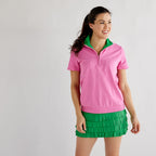 Club Short Sleeve 1/4 Zip Pink Catch + Club