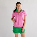 Club Short Sleeve 1/4 Zip Pink Catch + Club