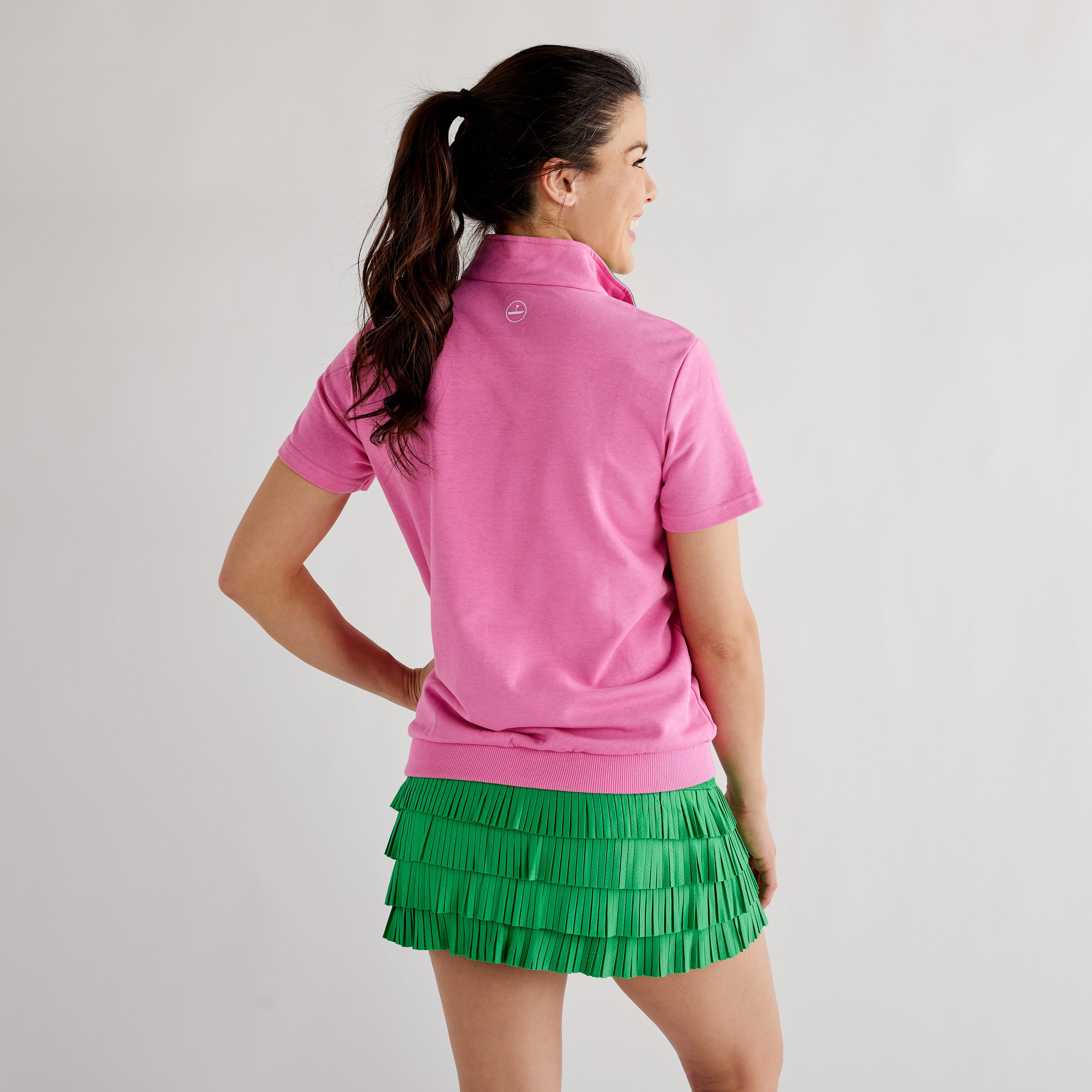 Club Short Sleeve 1/4 Zip Pink Catch + Club