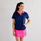 Club Short Sleeve 1/4 Zip Navy Catch + Club