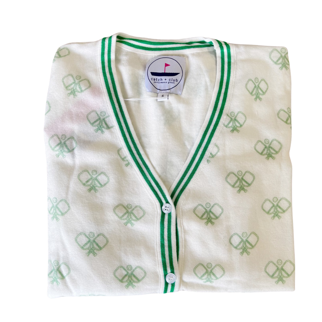 Pickleball Cardigan Kelly Green Catch + Club