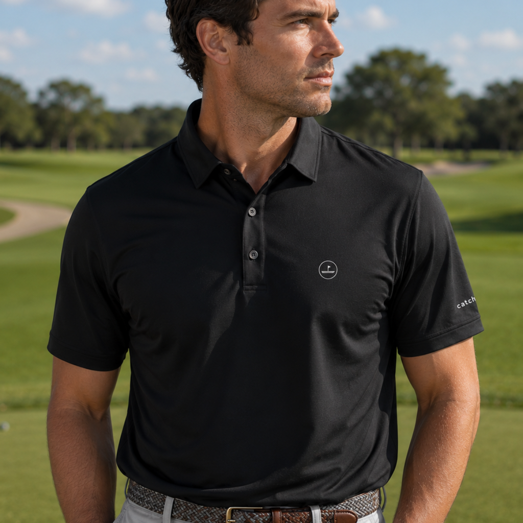 Performance Golf Polo Black Catch + Club