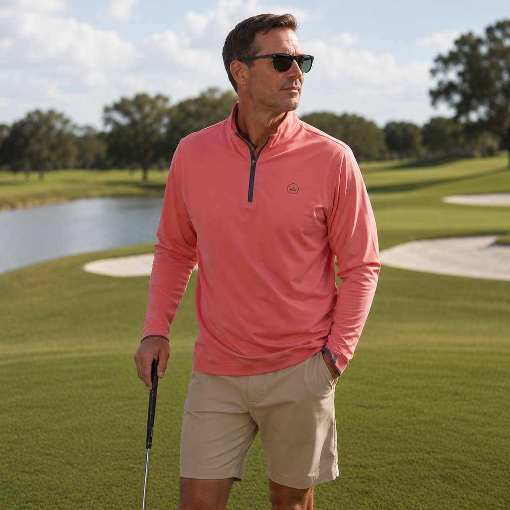 1/4 Zip Pullover Light Rust Catch + Club