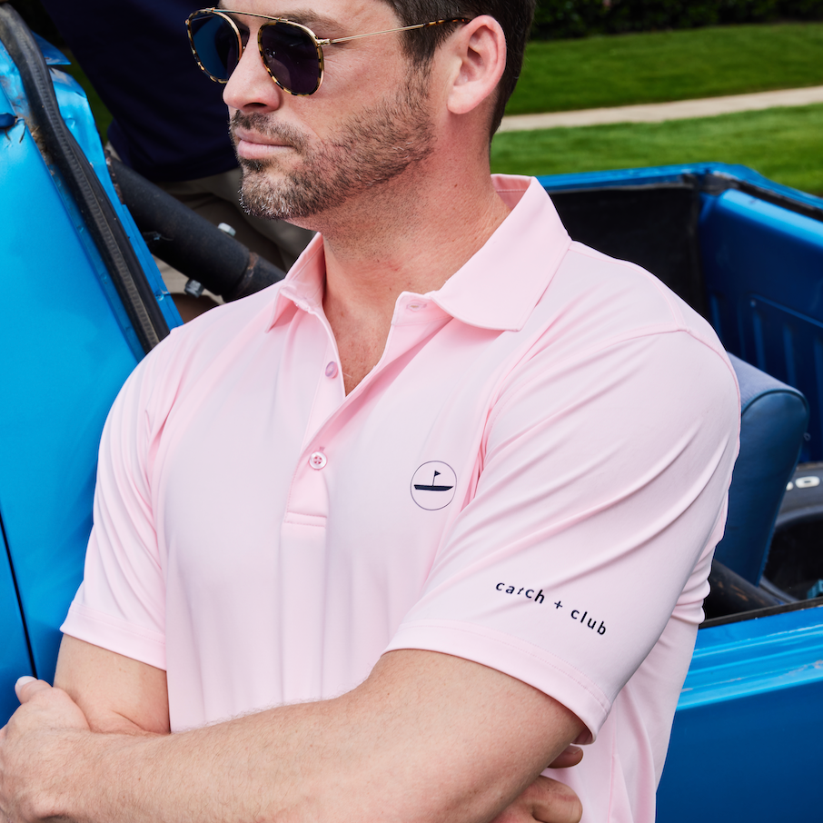 Performance Golf Polo Pink Catch + Club