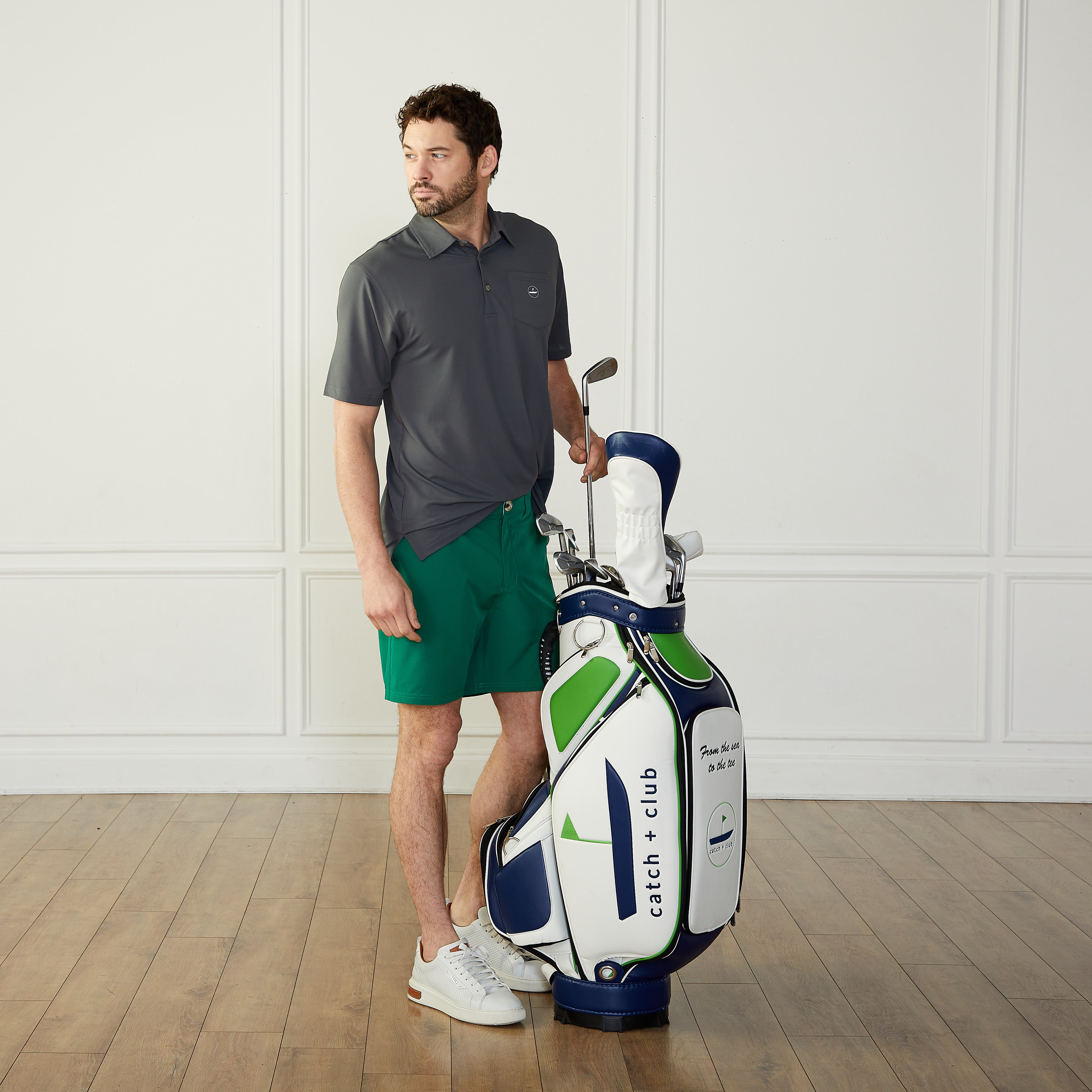 Performance Golf Polo Charcoal Catch + Club