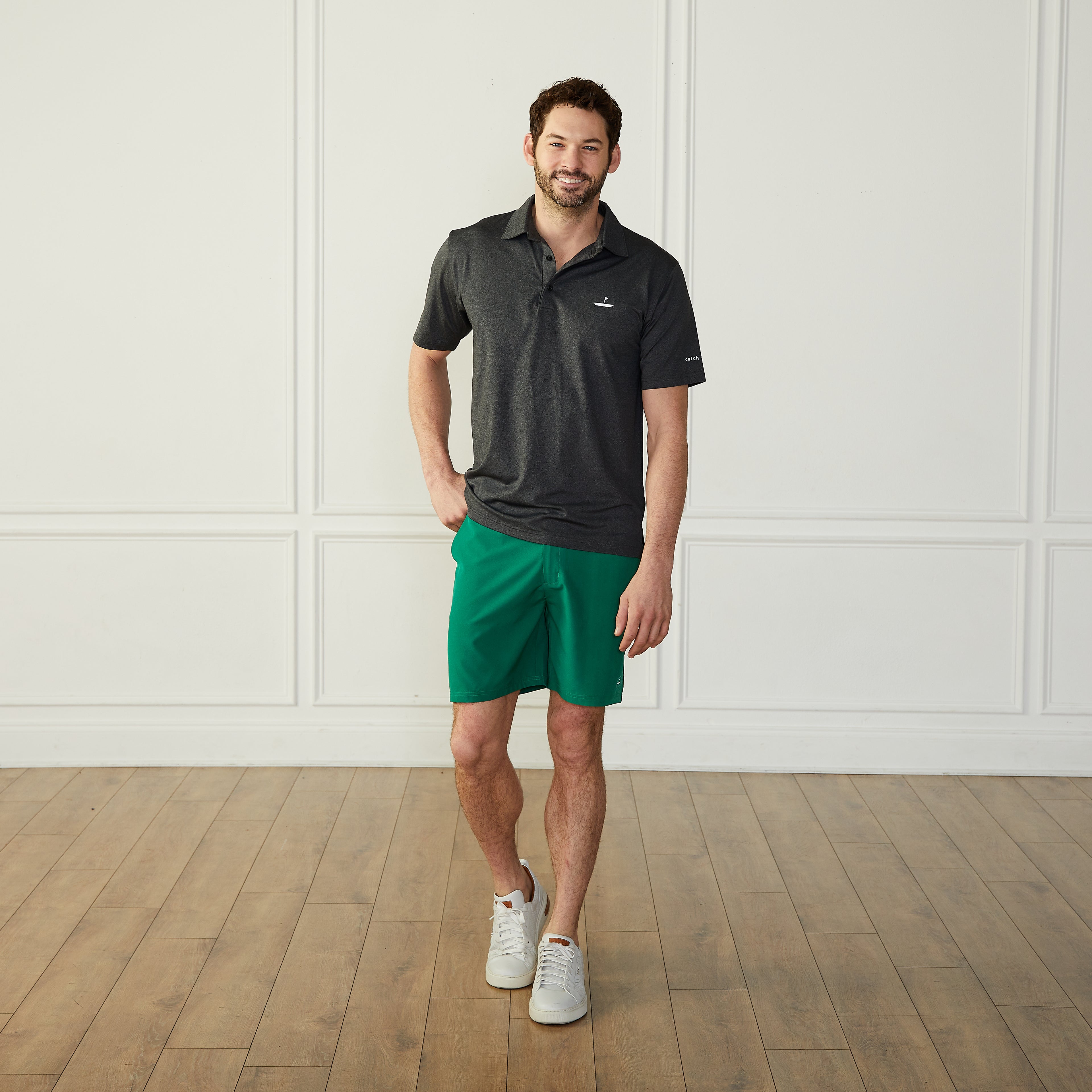 Performance Golf Polo Charcoal Catch + Club