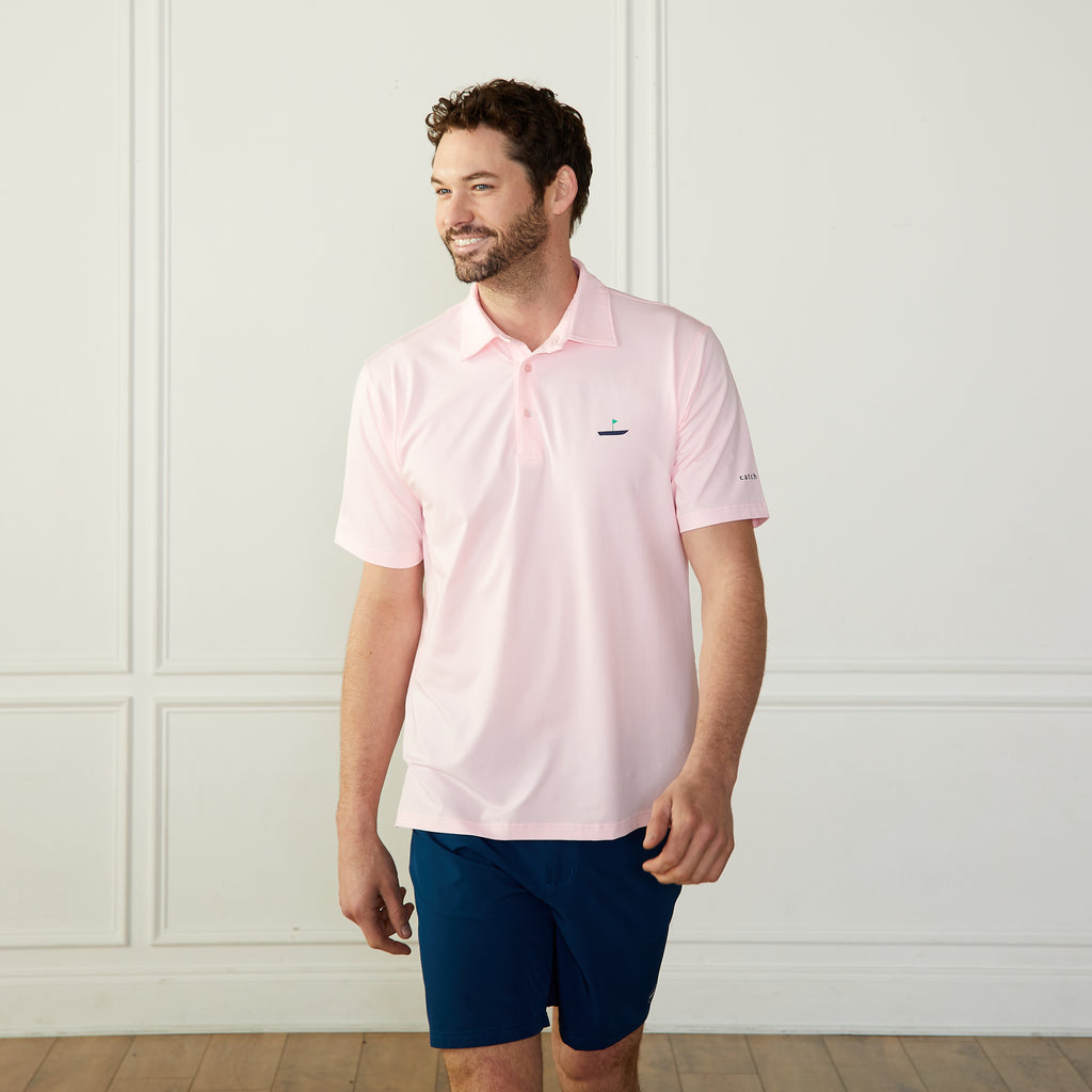 Performance Golf Polo Pink Catch + Club