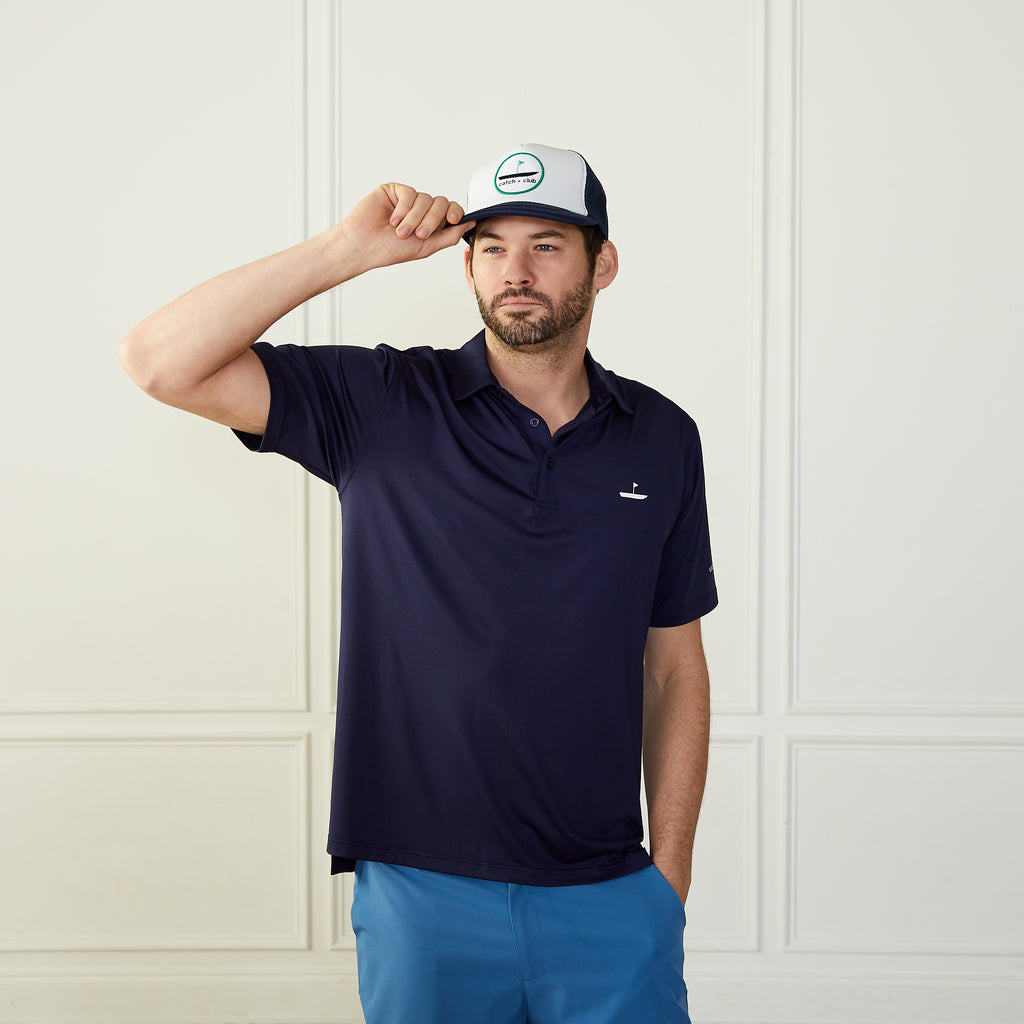 Performance Golf Polo Navy Catch + Club