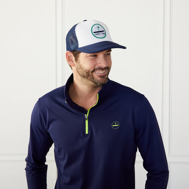 1/4 Zip Pullover Navy Catch + Club