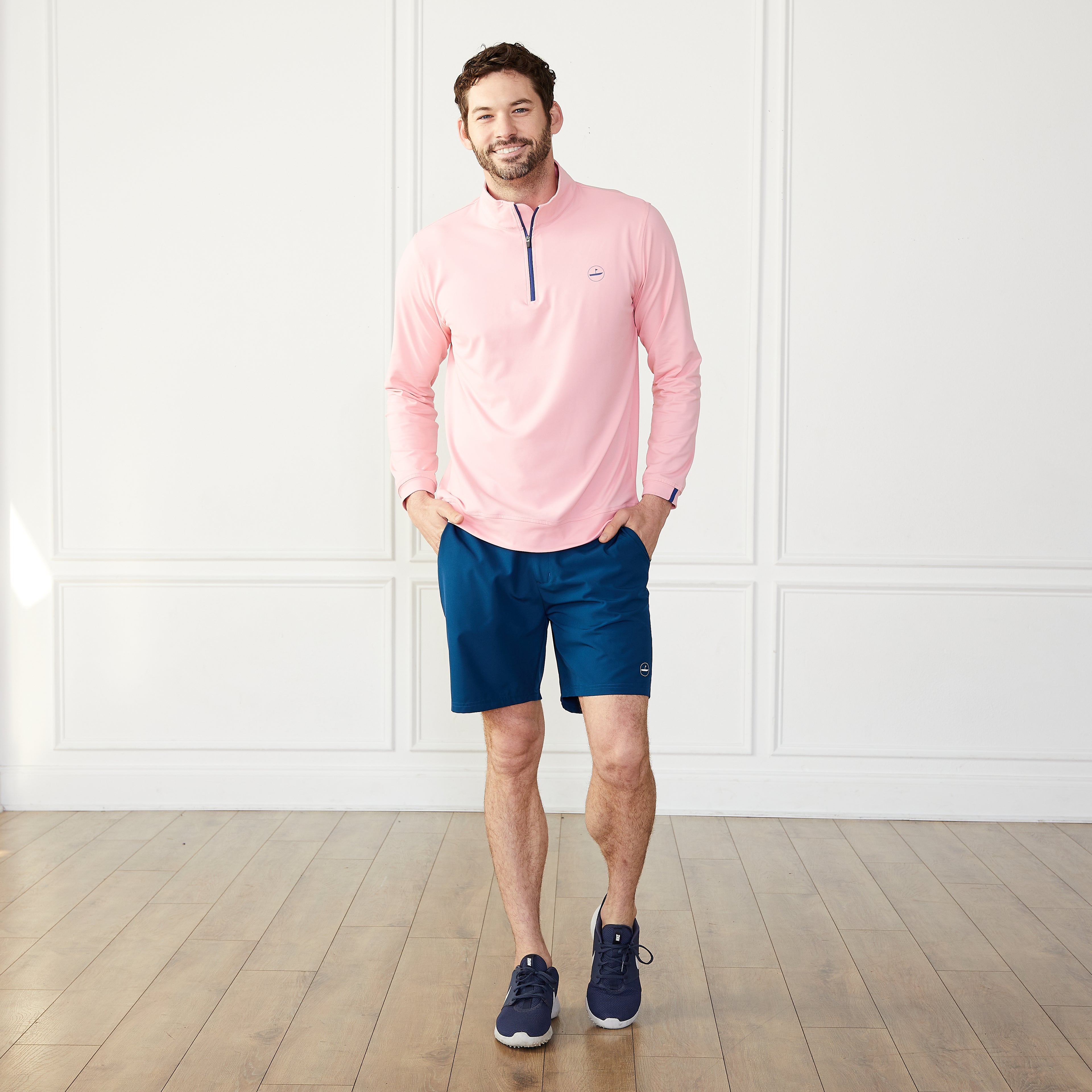 1/4 Zip Pullover Pink Catch + Club