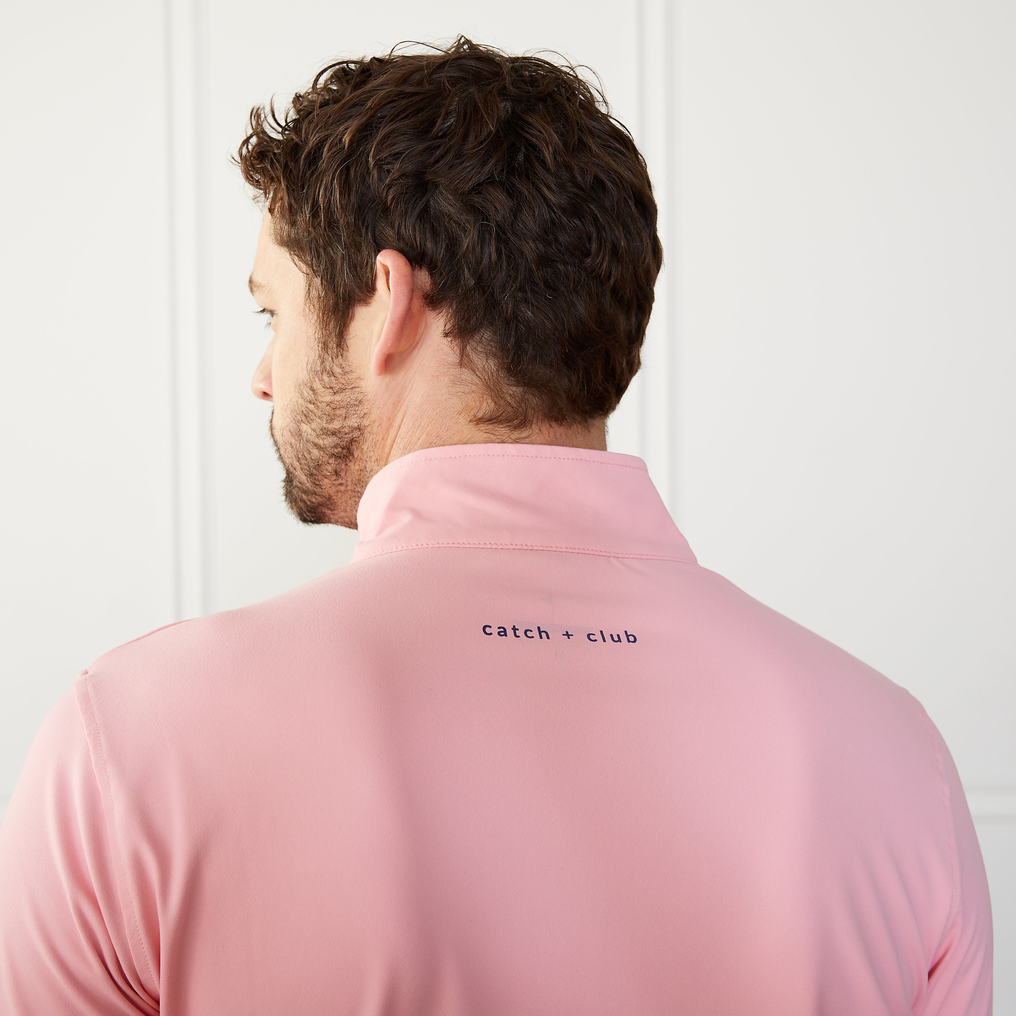 1/4 Zip Pullover Pink Catch + Club