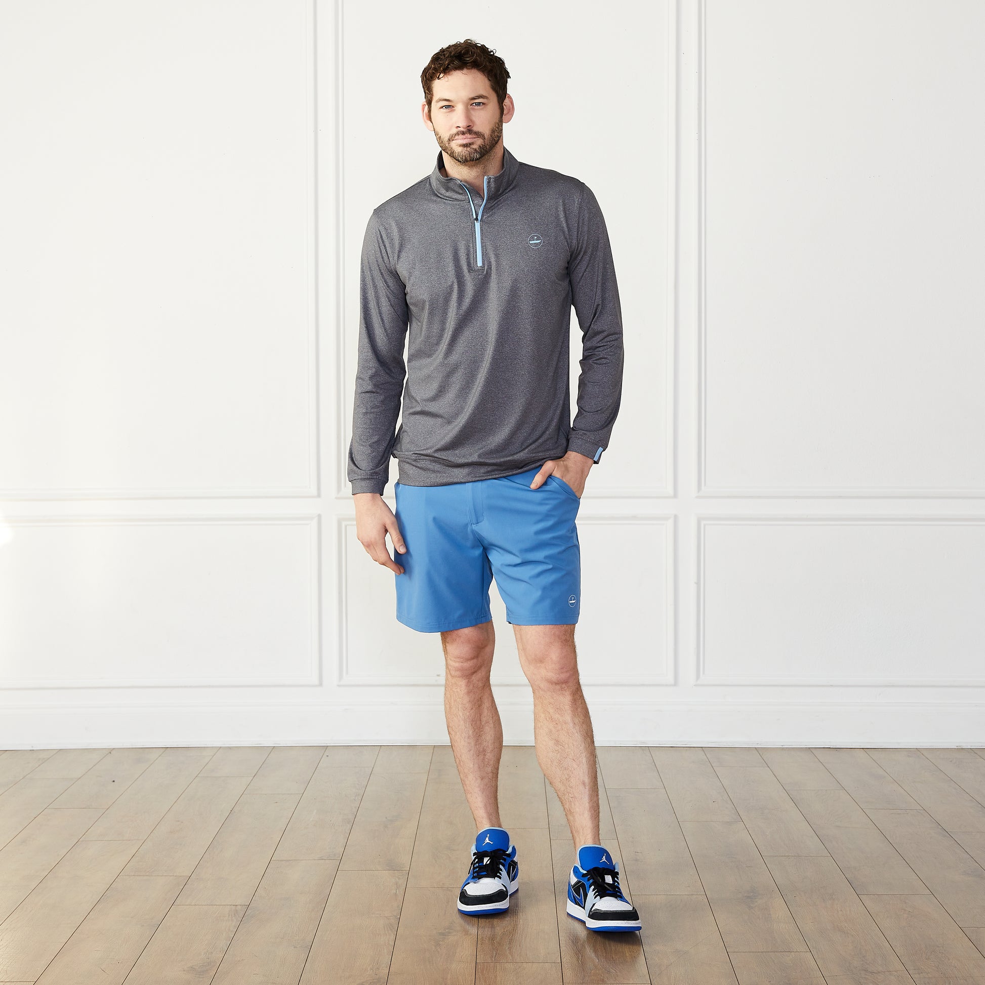 1/4 Zip Pullover Charcoal Catch + Club