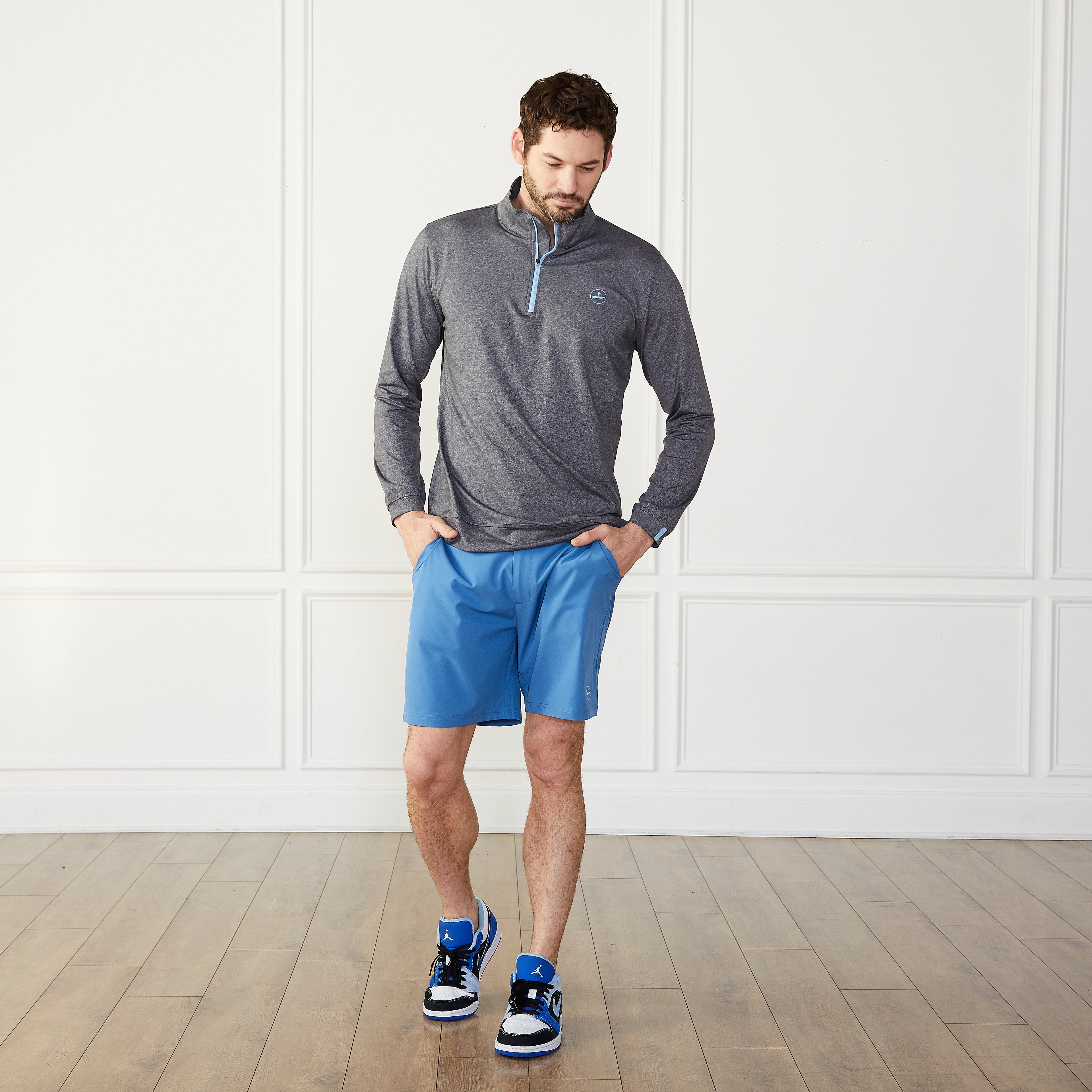 1/4 Zip Pullover Charcoal Catch + Club