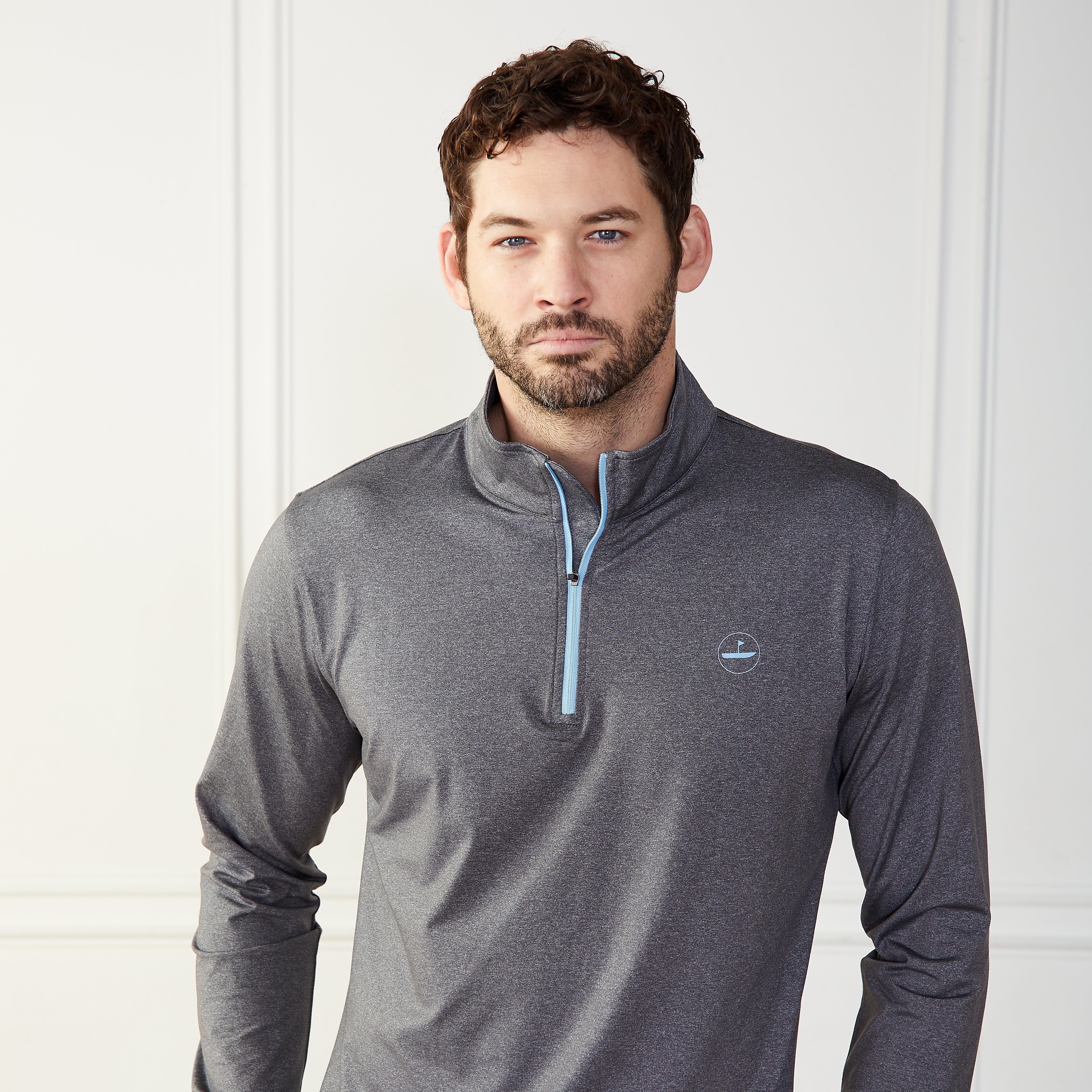 1/4 Zip Pullover Charcoal Catch + Club