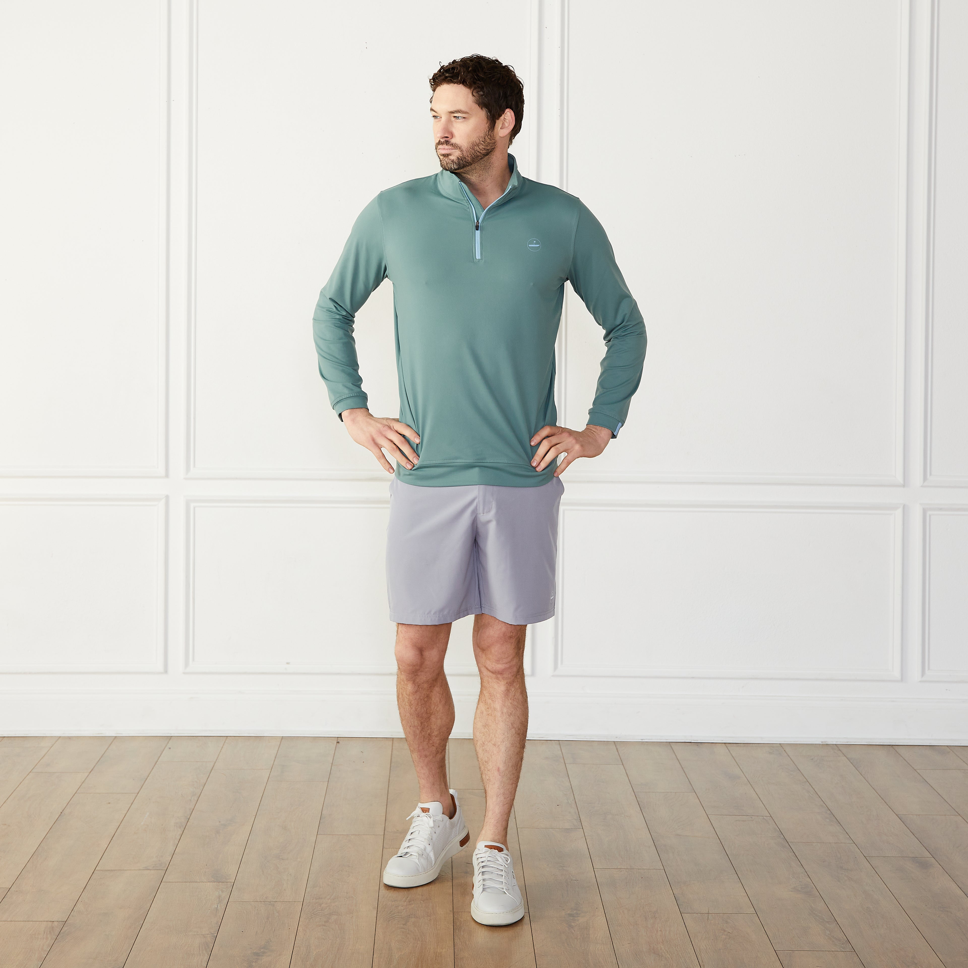 1/4 Zip Pullover Teal Catch + Club