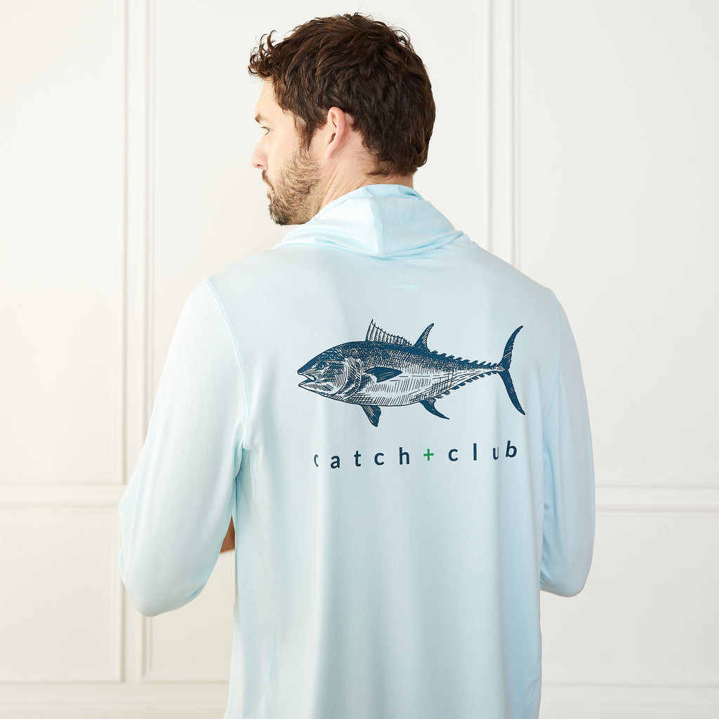 Performance Hoodie Aqua Catch + Club