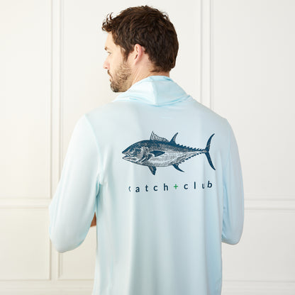 Performance Hoodie Aqua Catch + Club
